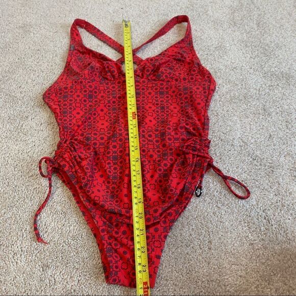 LOLE red floral Geometric print one piece swimsuit Sz S - Picture 6 of 9